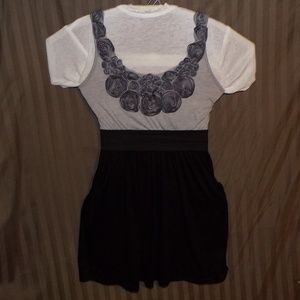 Black and Gray Skater Dress with Pockets